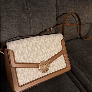Michael Kors Tan and Cream Crossbody Bag